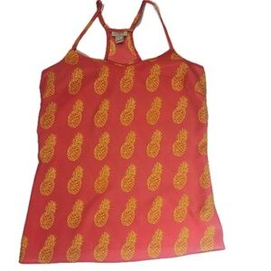 J.Crew Tank Top Womens 00 Pink Pineapple Print Strappy Camisole Summer Tropical‎